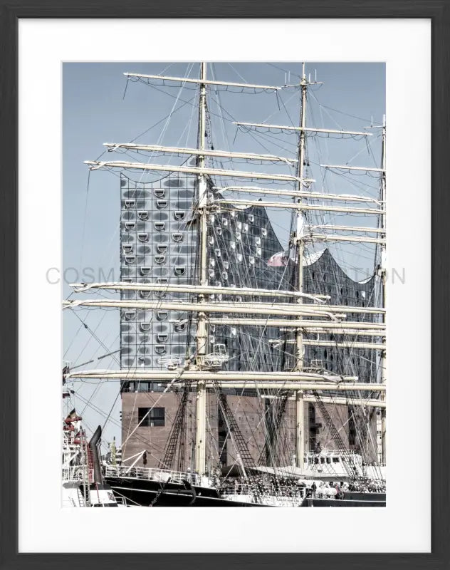 Poster Hamburg Hafen ’Elphi’ HH18 - Schwarz matt 1.5cm