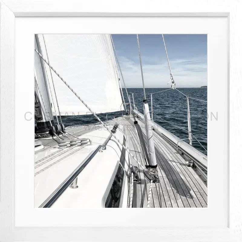 Poster Segelboot SAIL01Q - Weiss 3cm / Quadrat 55 (55x55cm)