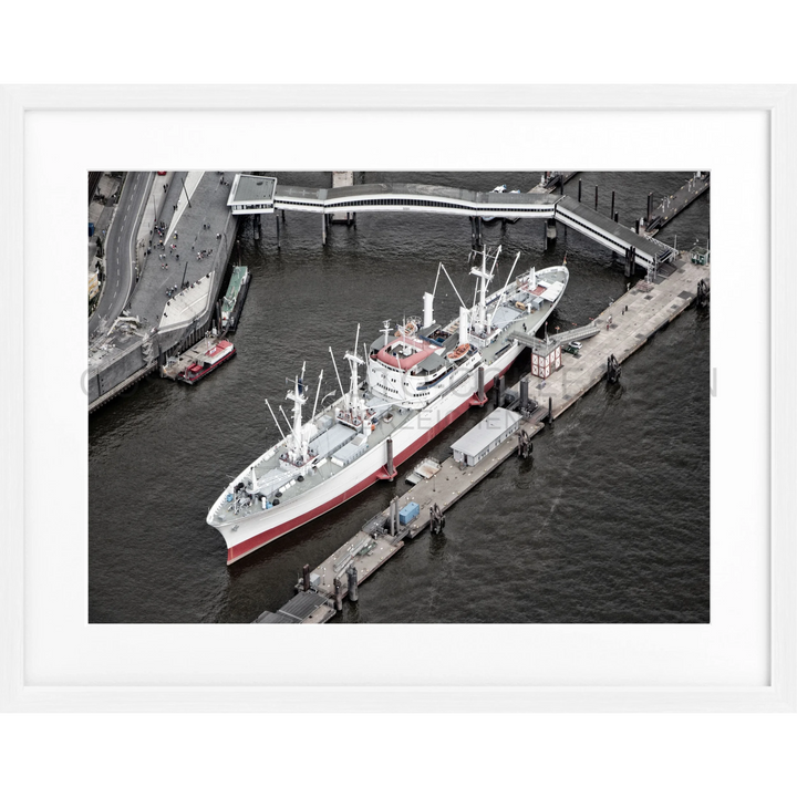 Poster Hamburg Hafen ’Cap San Diego’ HH12 - Weiss 1.5cm