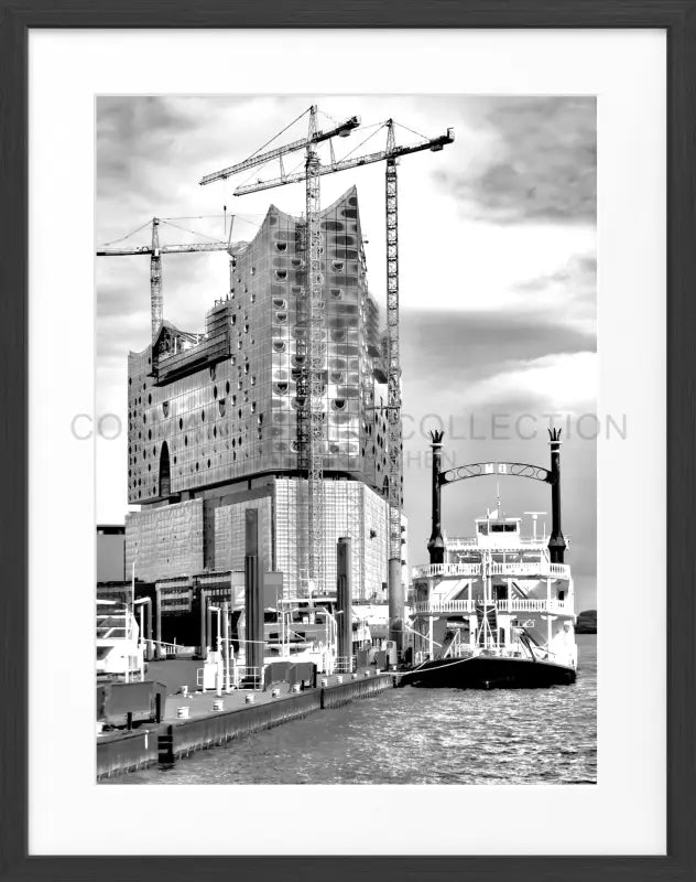 Poster Hamburg Hafen ’Elphi’ HH01 - Schwarz matt 1.5cm