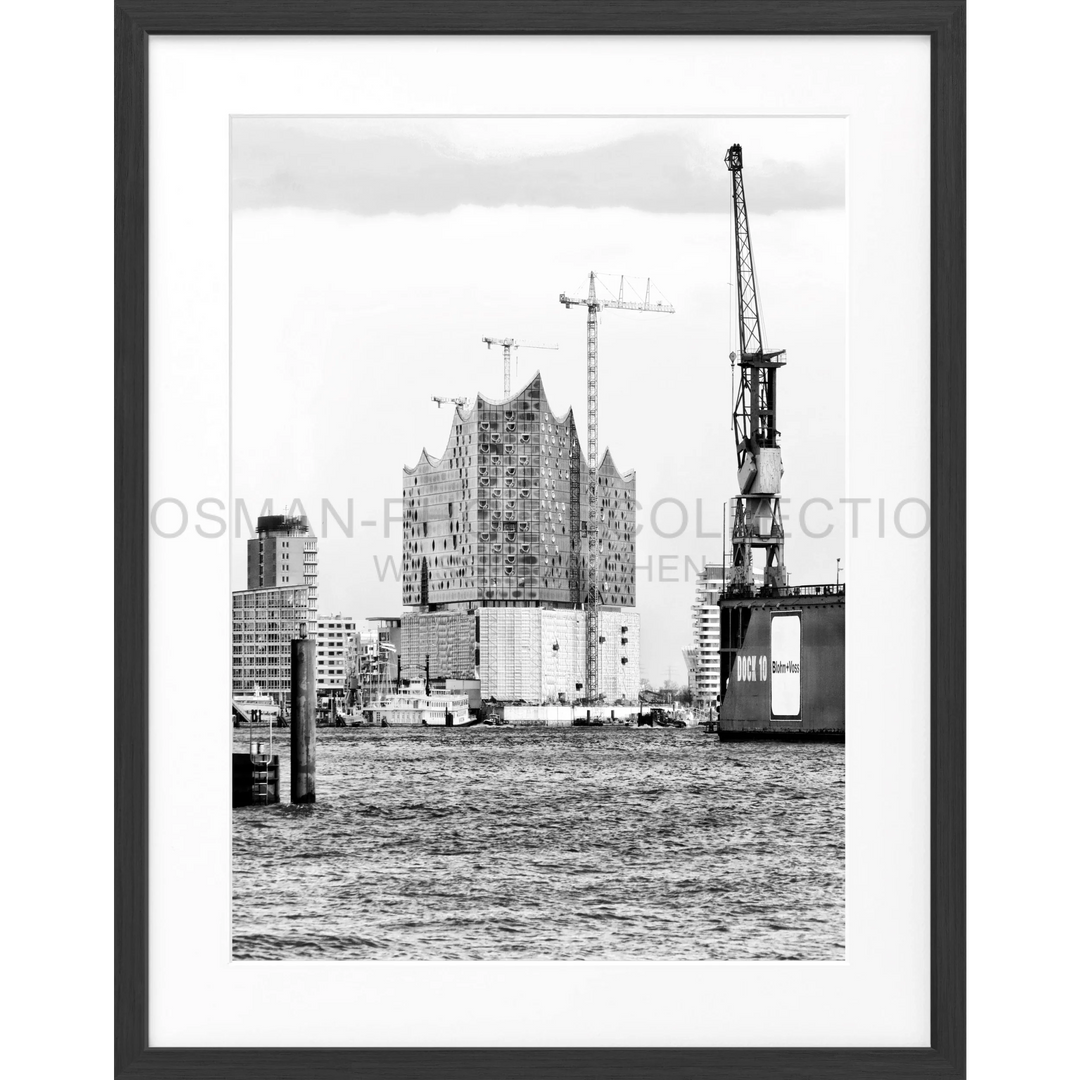 Poster Hamburg Hafen ’Elphi’ HH05G - Schwarz matt 1.5cm