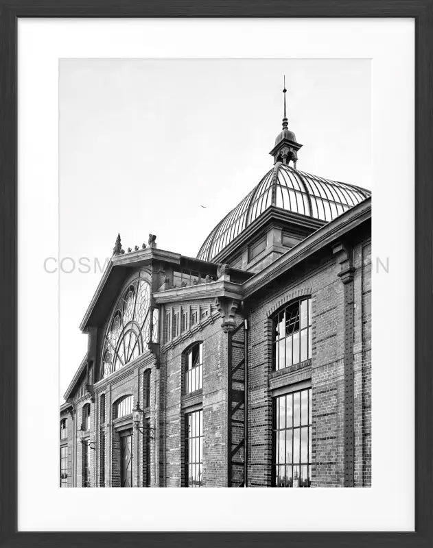 Poster Hamburg Hafen ’Fischmarkt’ HH02B - Schwarz matt