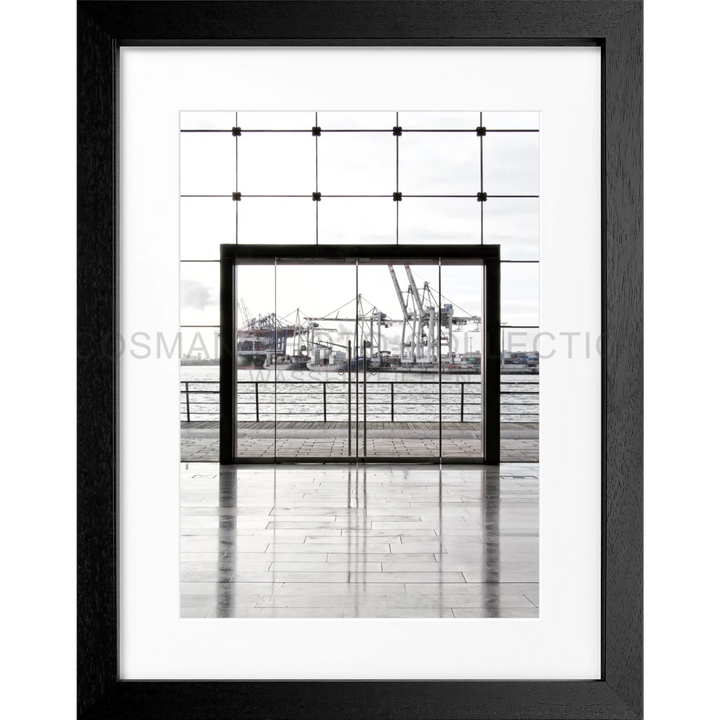 Cosman-Interior Rahmenfarbe: schwarz matt / Grösse: S (25cm x 31cm) / Motiv: farbe Poster Hamburg Hafen HH33