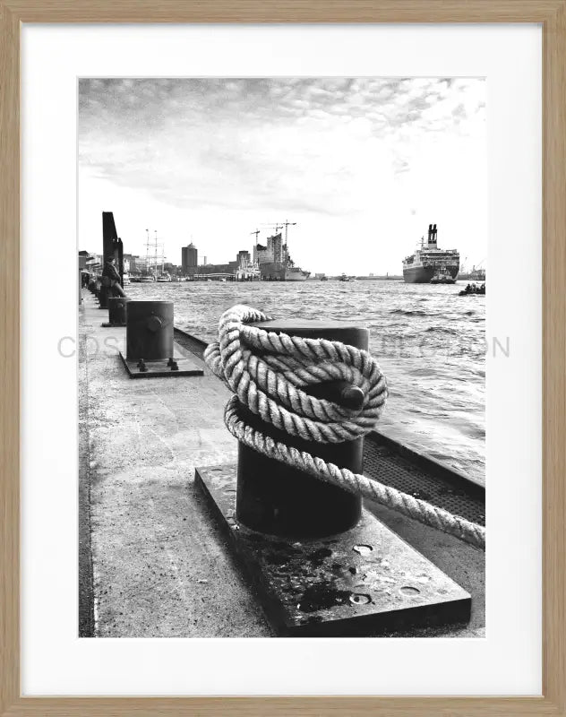 Poster Hamburg Hafen ’Poller’ HH02 - Eiche Furnier