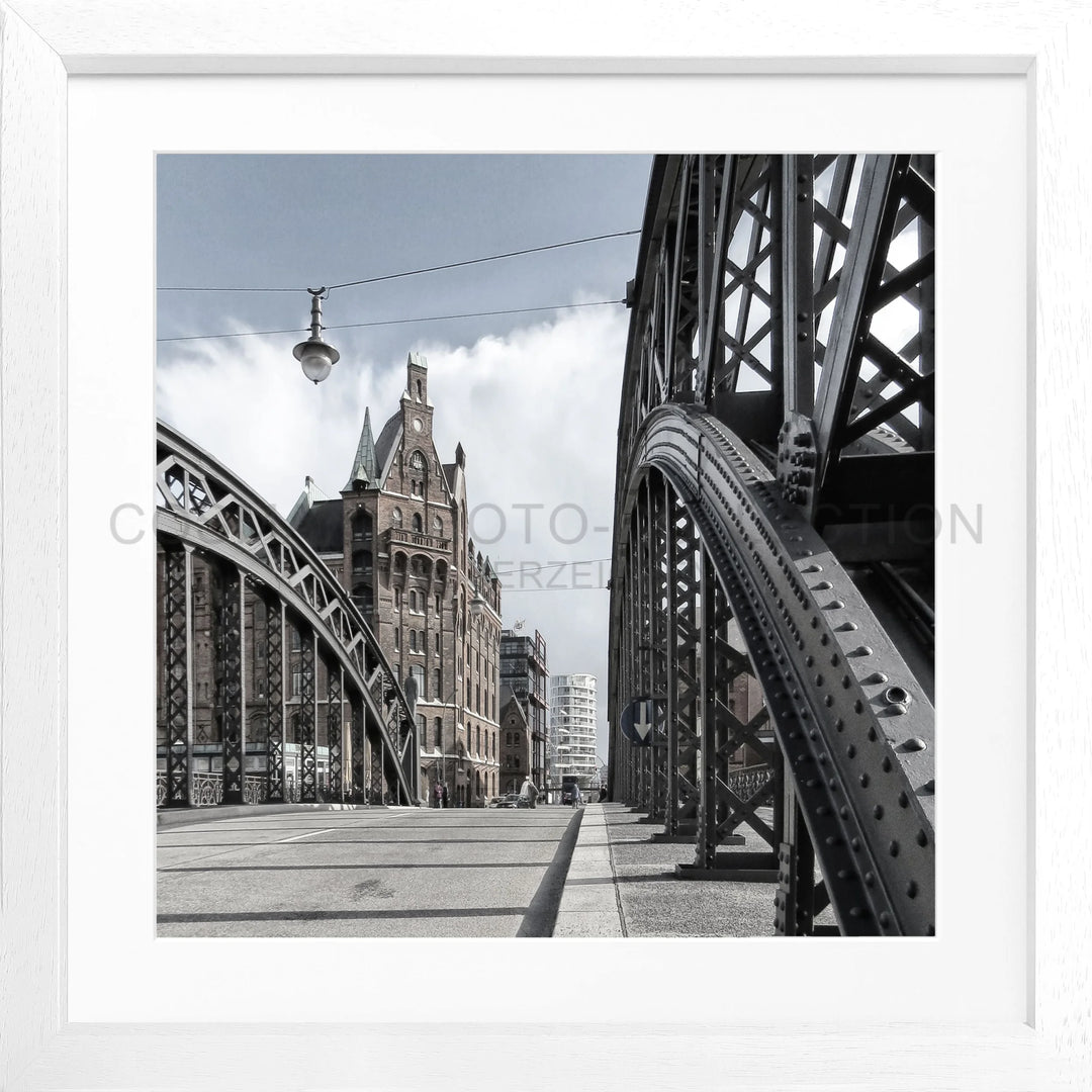 Poster Hamburg ’Speicherstadt’ HH29Q - Weiss 3cm