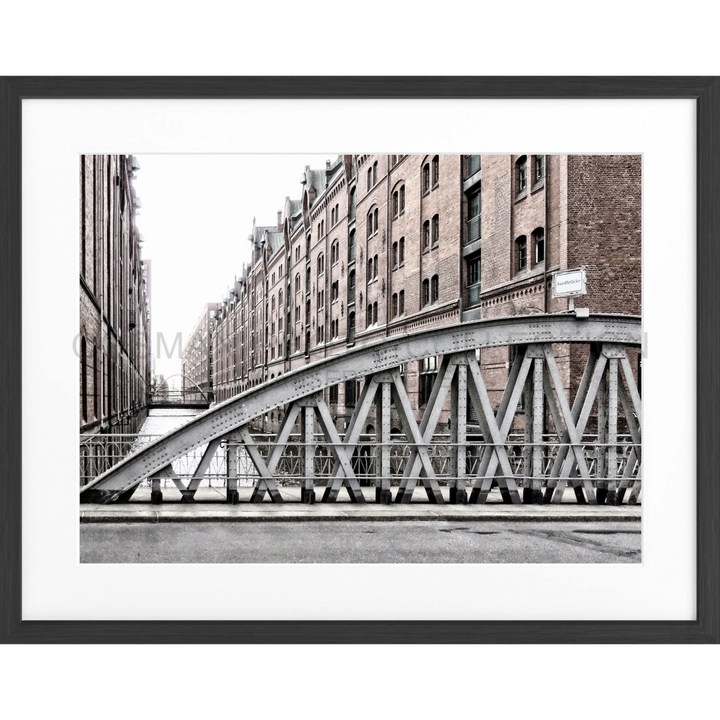 Poster Hamburg ’Speicherstadt’ HH46F - Schwarz matt