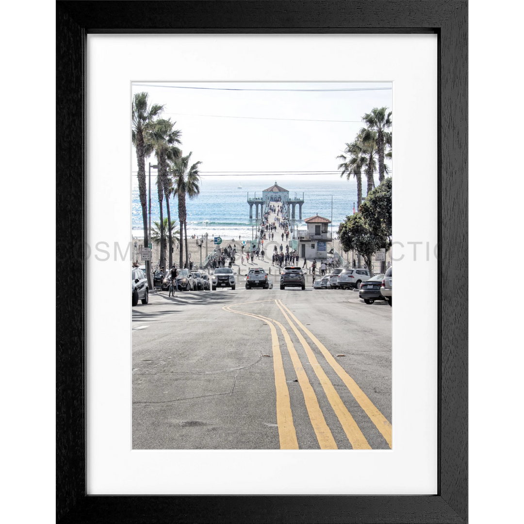 Poster Kalifornien Manhattan Beach K194 - Schwarz 3cm