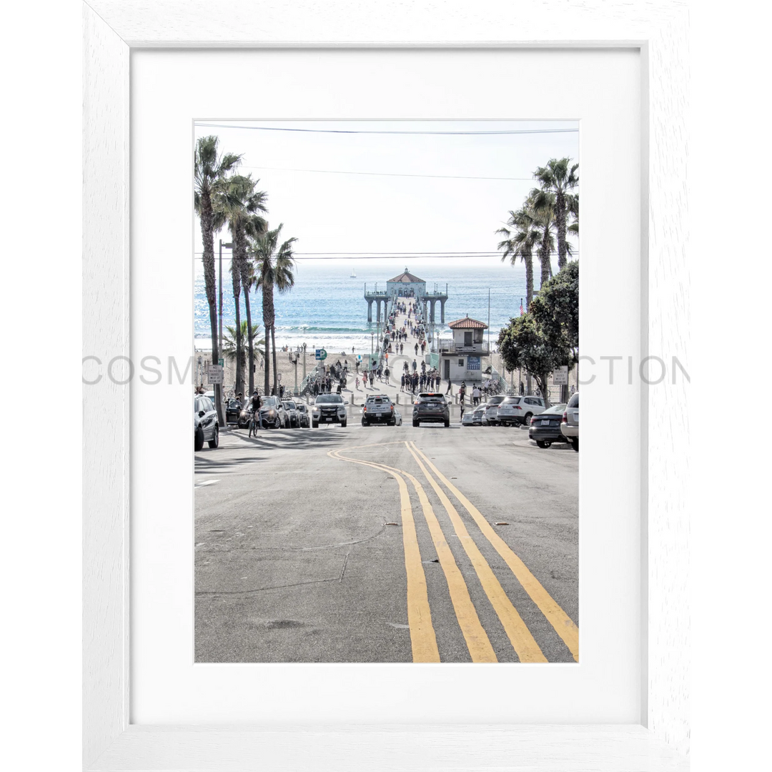 Poster Kalifornien Manhattan Beach K194 - Weiss 3cm