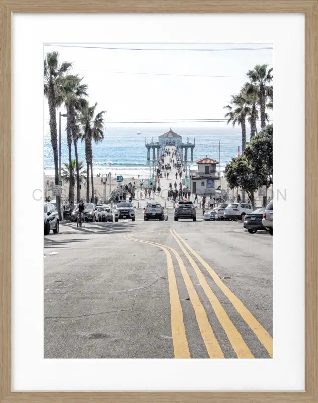 Poster Kalifornien Manhattan Beach K194 - Eiche Furnier