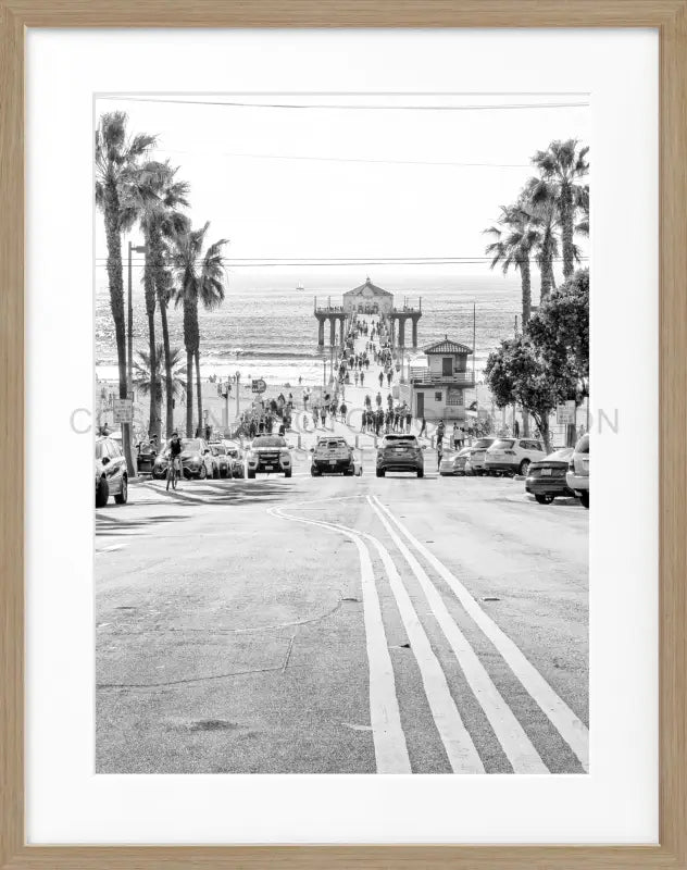 Poster Kalifornien Manhattan Beach K194 - Eiche Furnier