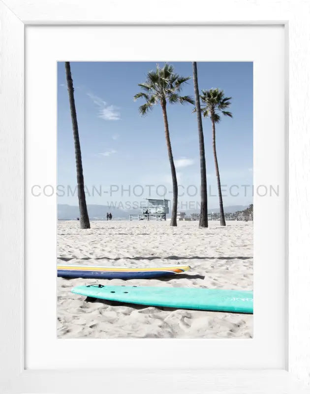 Poster Kalifornien Venice Beach K121 - Weiss 3cm / Motiv: