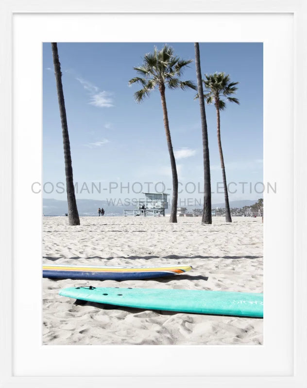 Poster Kalifornien Venice Beach K121 - Weiss 1.5cm / Motiv: